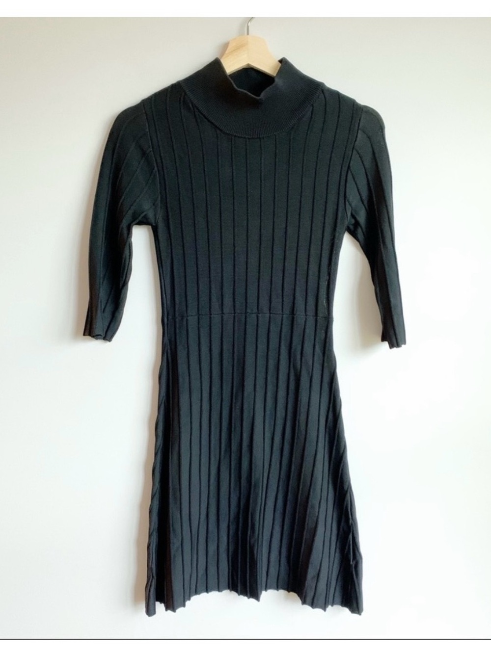 For Love & Lemons Black Ribbed Turtleneck Mini Dress